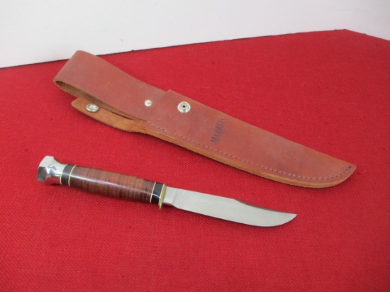 Marble's Gladstone-Vintage Leather/Aluminum/Brass Fixed Blade Hunting Knife-B