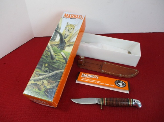 Marble's Gladstone-Sportsman Leather/Aluminum Fixed Blade Knife