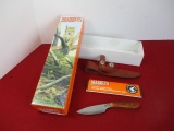 Marble's Gladstone-Brass Pinned Red Bone Mini Caper Fixed Blade Knife
