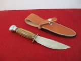 Marble's Gladstone-Wood/Aluminum Brass Full Guard Fixed Blade Knife