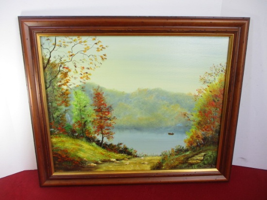 Artist Signed Oil on Canvas Fall Scene