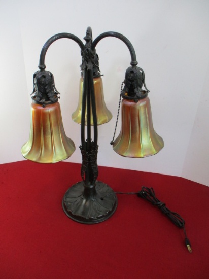 Victor Lamp Co. Exquisite Side Table Lamp with Iridescent Shades