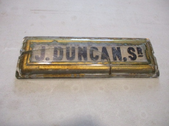 Early Glass Name Plate