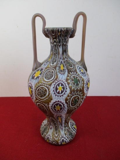 Antique Millifori Satin Glass Vase