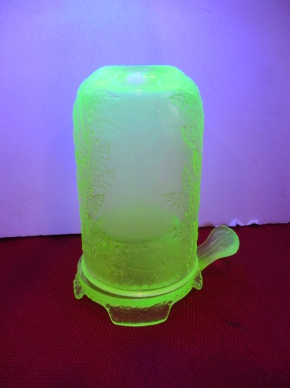 Antique Uranium Glass Candle Holder