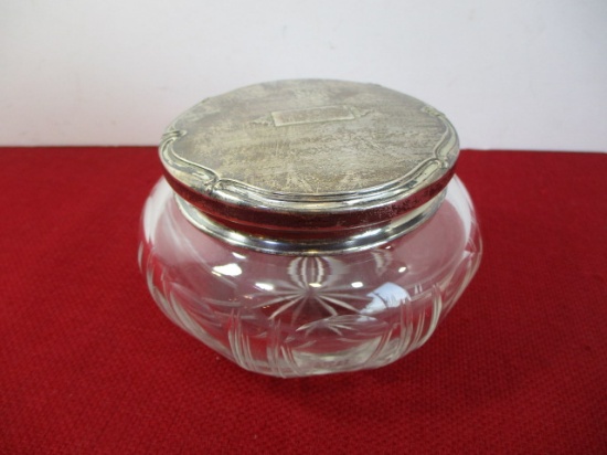Sterling Silver Lidded Crystal Dresser Jar
