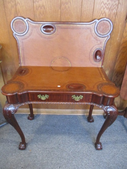 Folding Leather-Top Gaming Table