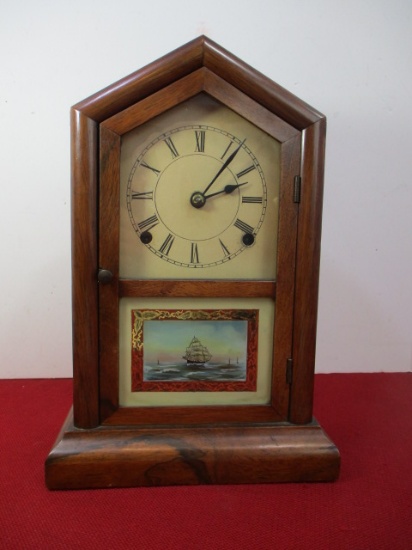 Ingram Clock Co. Reverse Painted Glass Clock