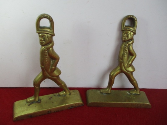 Pair of Signed Brass Figural Book Ends