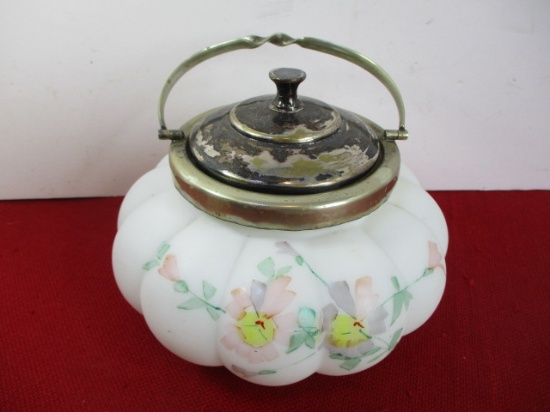 19th Century Hand Painted Biscuit Jar
