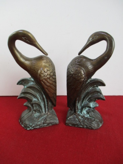 Pair of Figural Crane Bookends