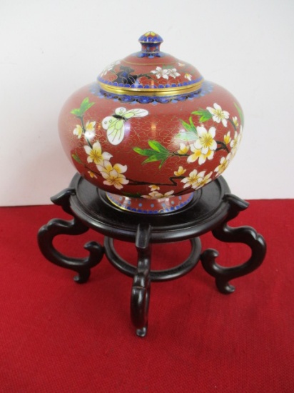 Chinese Cloisonné Vase w/ Lid