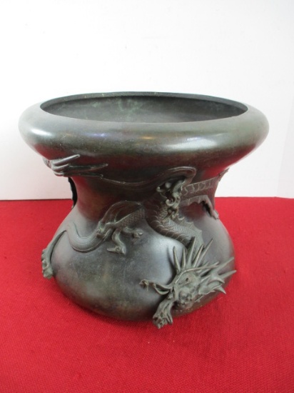 *Japanese Meiji Period (1868-1912) Bronze Ikebana Dragon Urn