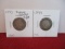 1893 and 1893 Reverse Rotated Right Barber Silver Quarter Dollar Coins Pair