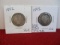 1892 Barber Silver Quarter Dollar Coins Pair