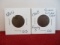 1864 and 1865 Reverse Rotated Righ Fancy 5 Two Cent Copper Coins