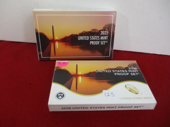 United States Mint 2018 and 2021 Proof Sets