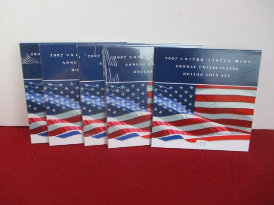 2007 United States Mint Annual Circulated Dollar Coin Set-Lot of 5