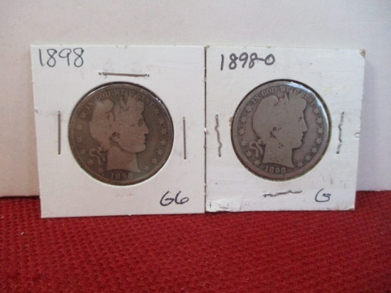 1898 and 1898-O Barber Silver Half Dollar Coins