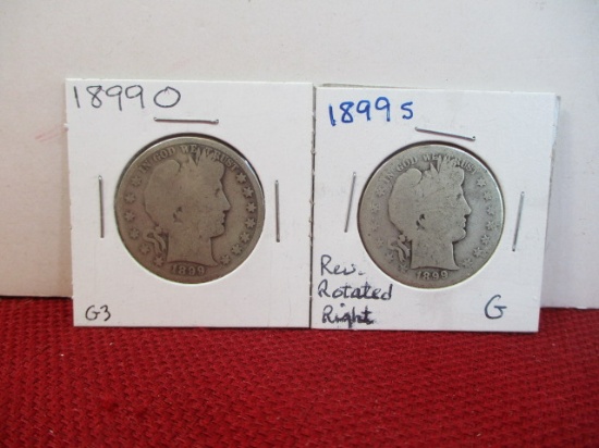 1899-S and 1899-O Barber Silver Half Dollar Coin Pair