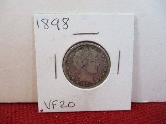 1898 Barber Silver Quarter Dollar Coin