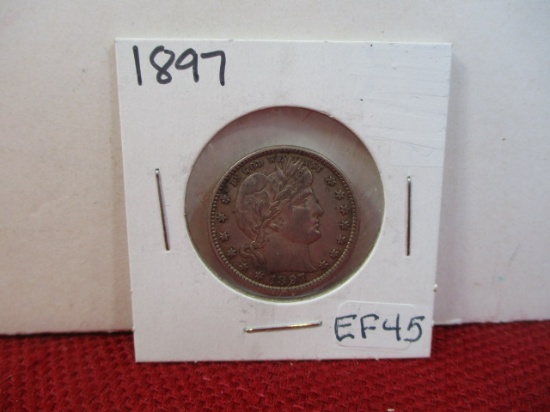 1897 Barber Silver Quarter Dollar Coin