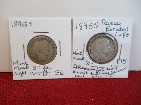 1895-S Barber Silver Half Dollar Coin Pair