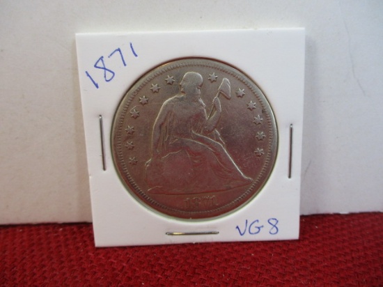 1871 Seated Libert Silver Dollar Coin