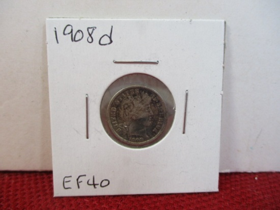 1908-D Silver Barber Dime Coin