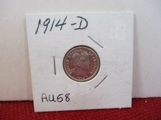 1914-D Silver Barber Dime Coin