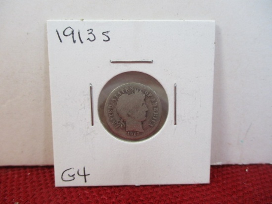 1913-S Silver Barber Dime Coin