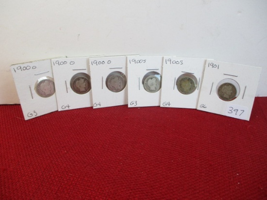 Mixed Silver Barber Dimes-Lot of 6