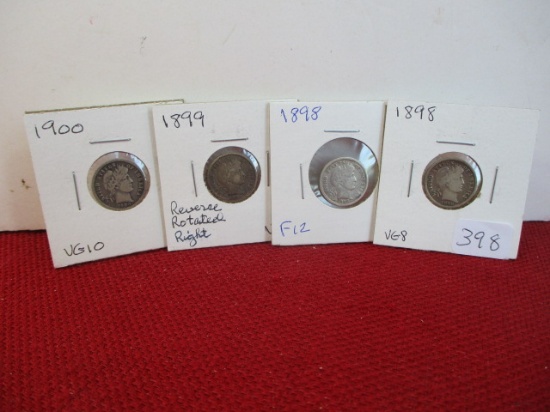 Mixed Silver Barber Dimes-Lot of 4