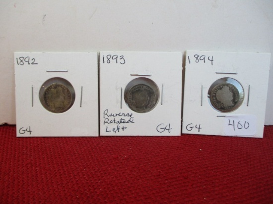 Mixed Silver Barber Dimes-Lot of 3-B