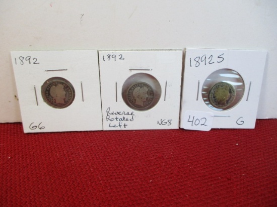 Mixed Silver Barber Dimes-Lot of 3-D