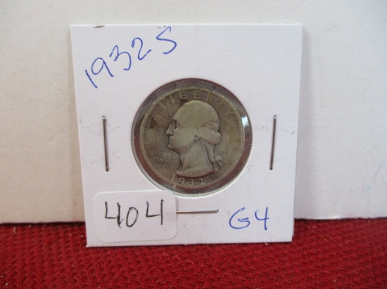 1932-S Silver Washington Quarter Dollar Coin-A