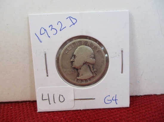 1932-D Silver Washington Quarter Dollar Coin-C