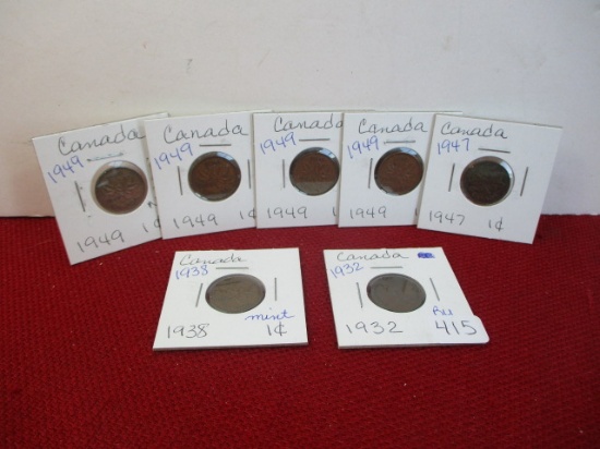 Canadian One Cent Coins-Lot of 7