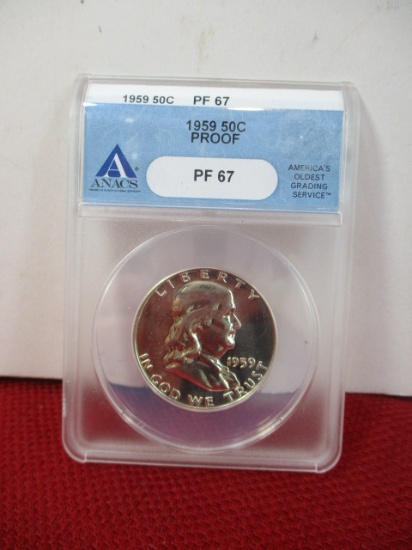 ANACS 1959 50C Ben Frankling Half Dollar Proof Coin