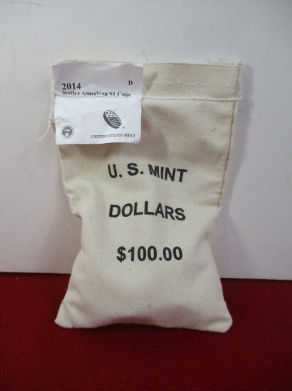 United States Mint 2014-D Native American $1 Coins $100-Lot B