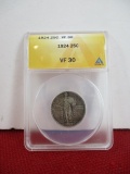 ANACS Graded 1924 25 Cent  Standing Liberty Silver Quarter Dollar Coin