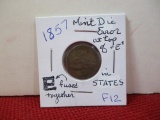1857 Mint Die Error at Top of E (fused together) Flying Eagle Penny