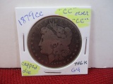 *1879-CC CC over CC Capped Die Morgan Silver Dollar Coin