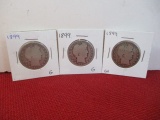 1899 Barber Silver Half Dollar Mixed Lot-3 Coins