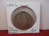 1897 Reverse Rotated Right Barber Silver Half Dollar Coin