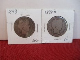 1898 and 1898-O Barber Silver Half Dollar Coins