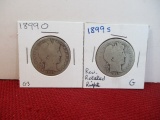 1899-S and 1899-O Barber Silver Half Dollar Coin Pair