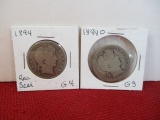 1894 and 1894-O Barber Silver Half Dollar Coin Pair