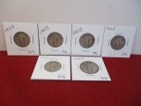 1925 Silver Standing Liberty Quarter Dollar Coins-Lot of 6