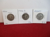 1926 and 1926-S Silver Standing Liberty Quarter Dollar Coins-Lot of 3